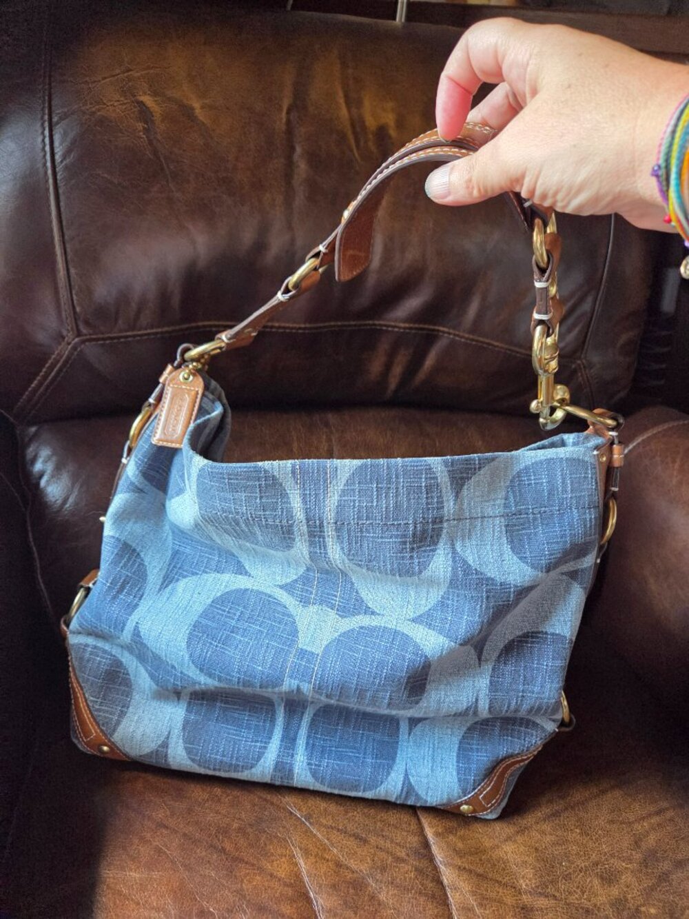 RARE Coach 10795 vintage y2k denim Carley Carly tonal blue hobo bag - Picture 8 of 15